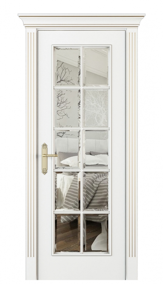 Image Parma Interior Door Italian Enamel White Beveled Glass 1