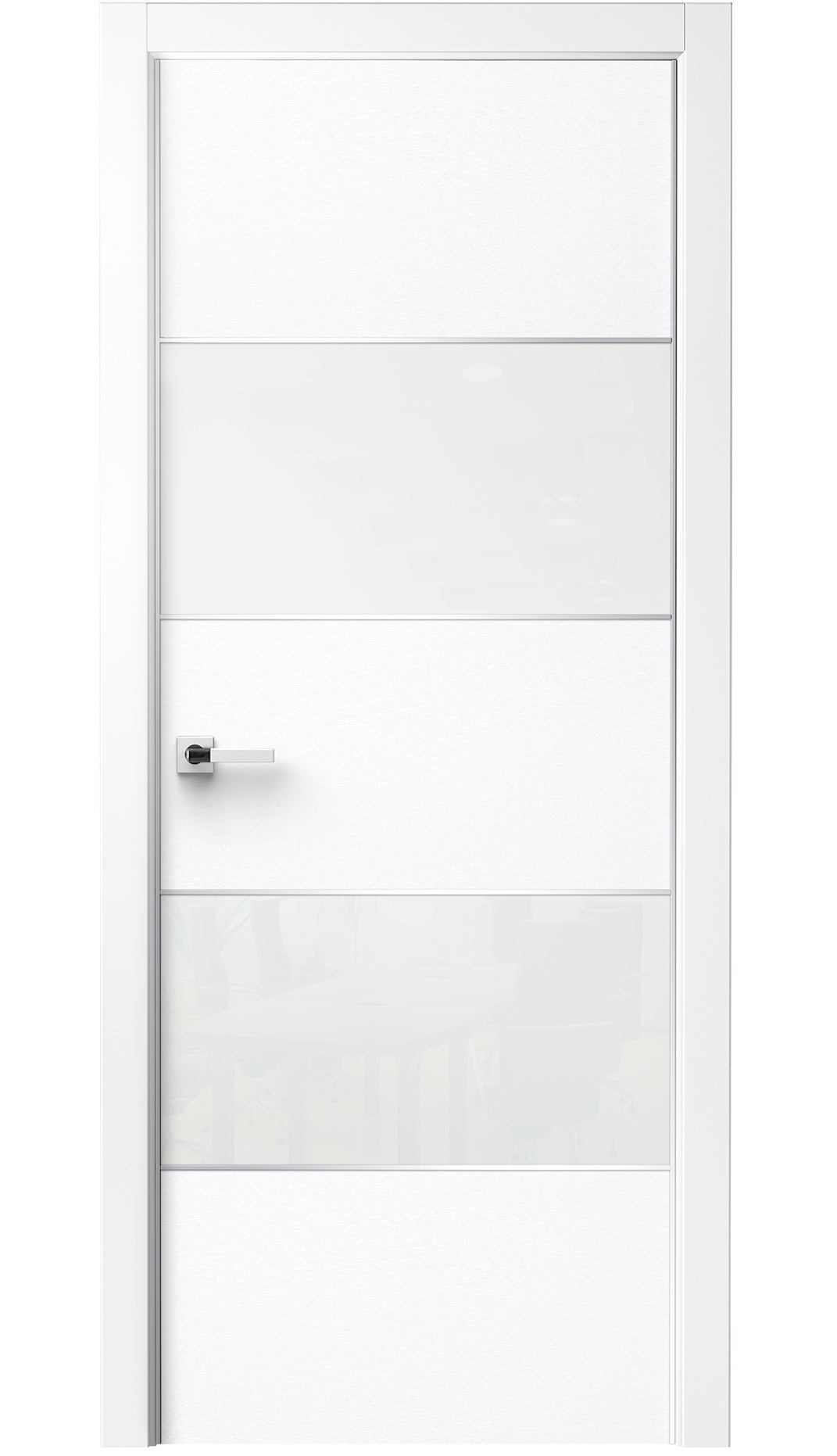 Image Titanium Interior Door Bianco Noble / White Glass 1