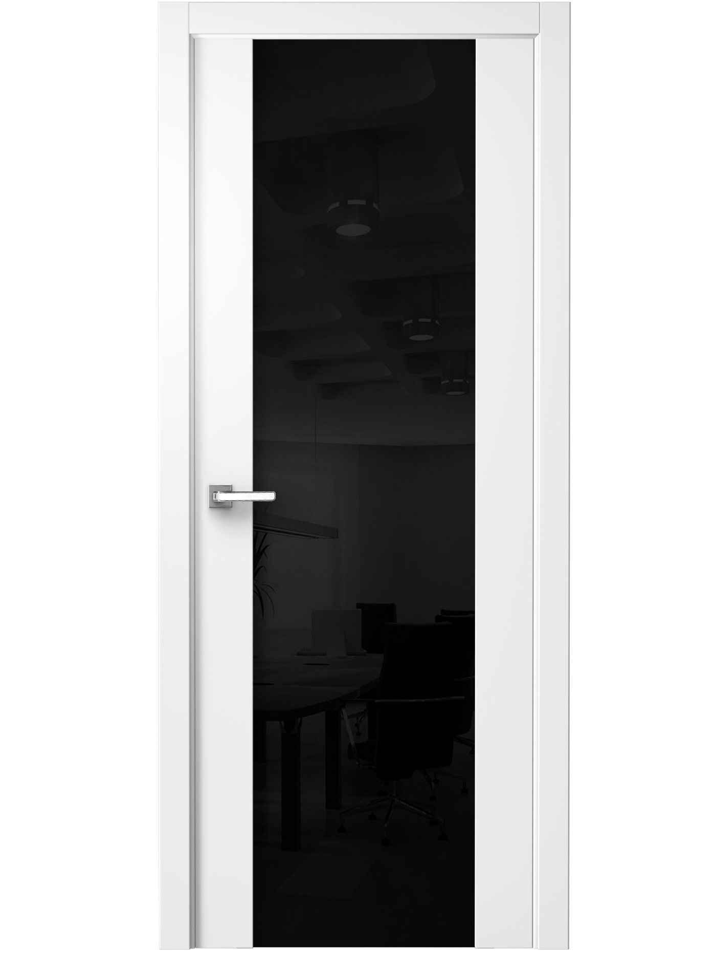 Image Vento Interior Door Soft Touch White/ Black Triplex Glass 1