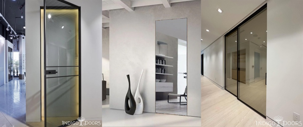 Functionality of interroom doors with mirrors and glass