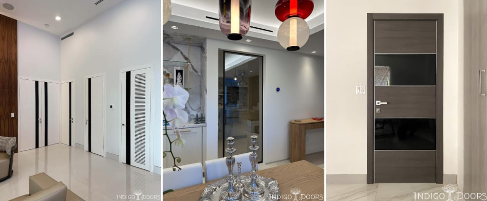 Glass panel doors for light and perceived space
