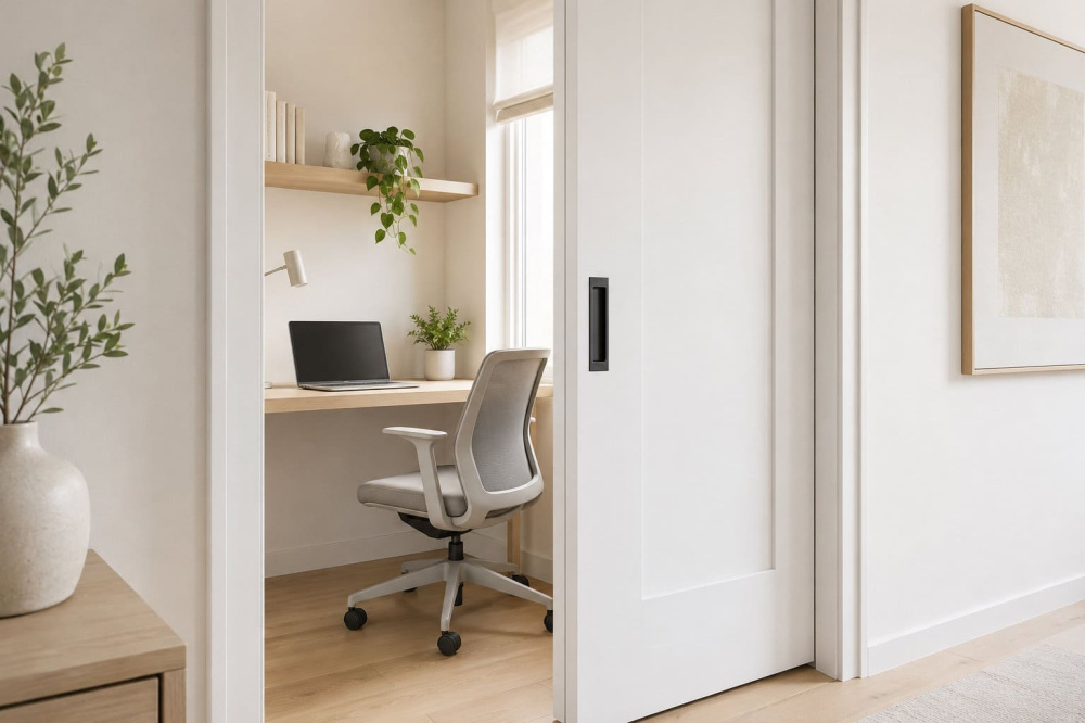 Pocket doors for compact home offices