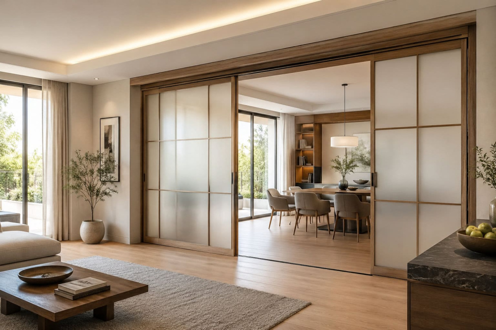 Sliding doors for flexible room separation